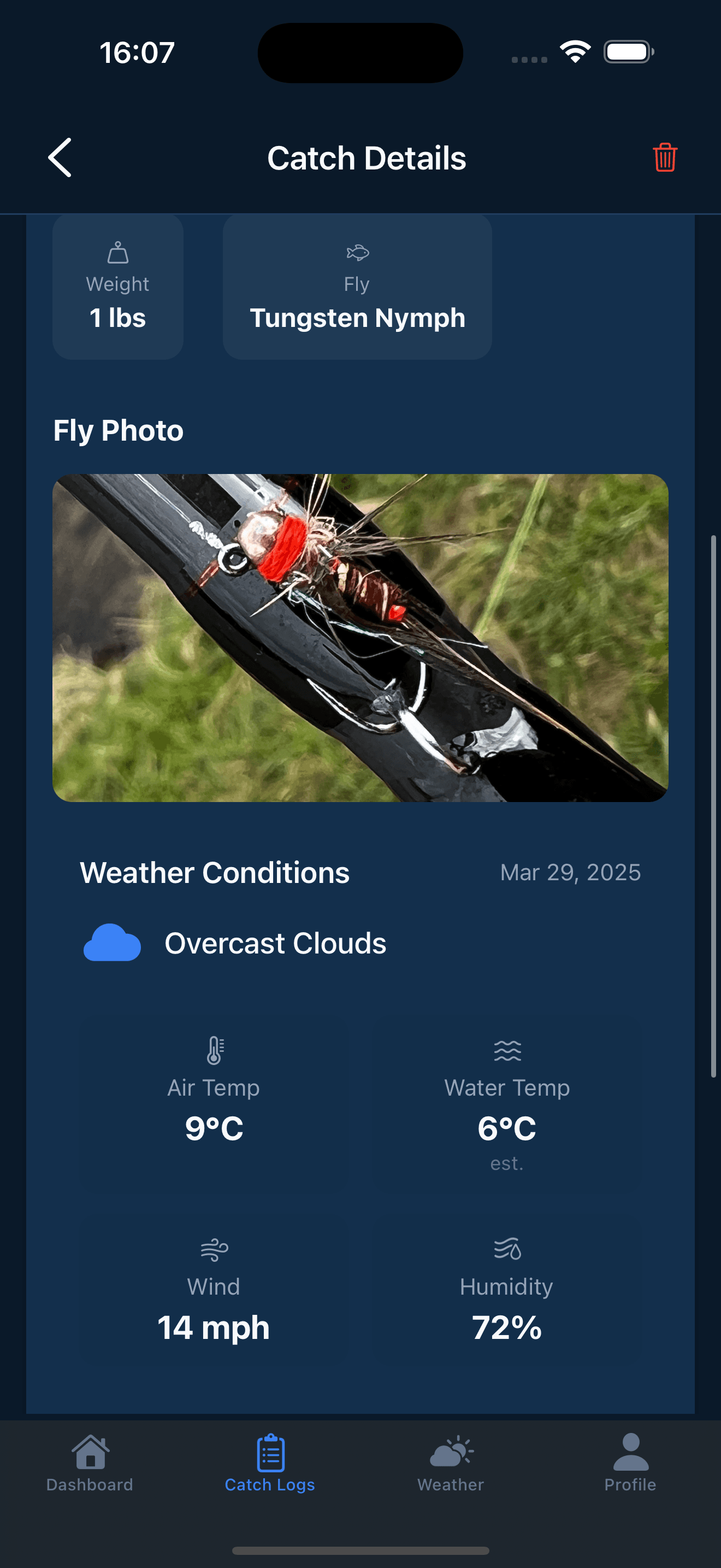 Fly details page