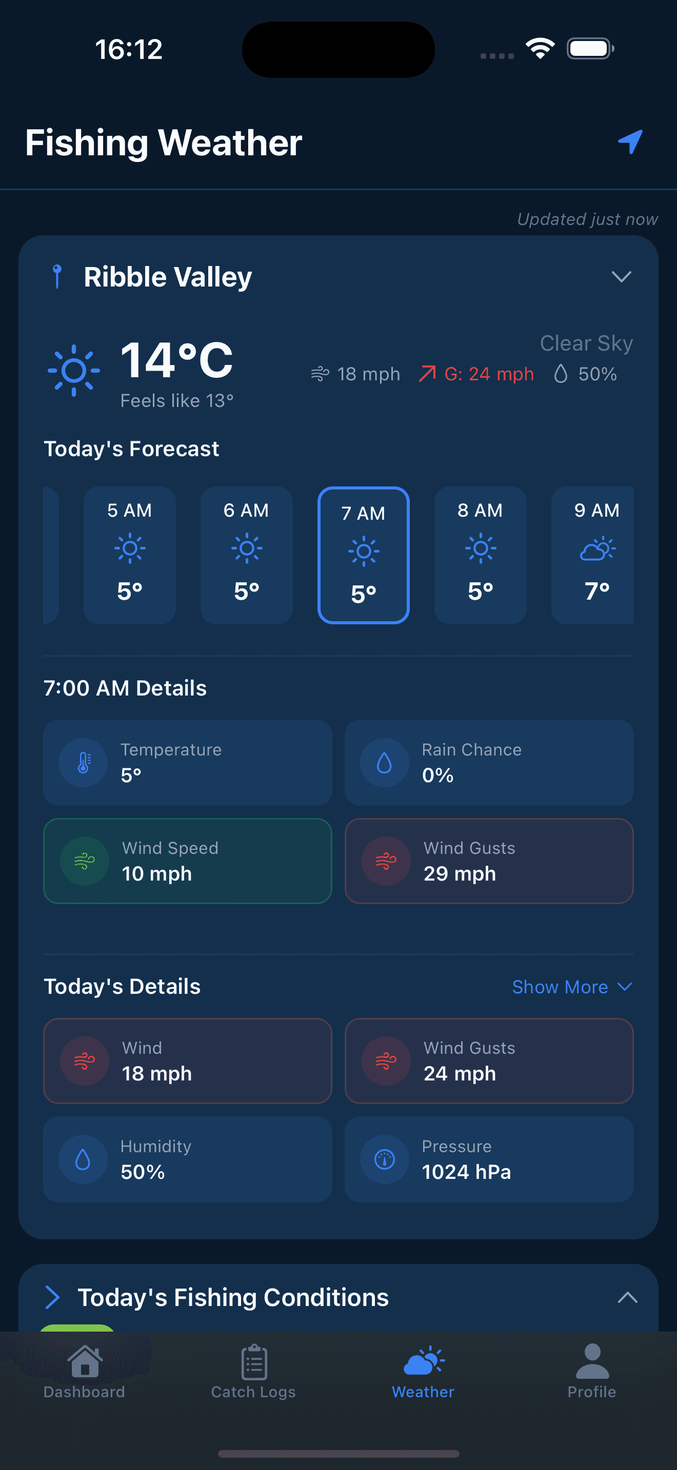 Weather details for specific day